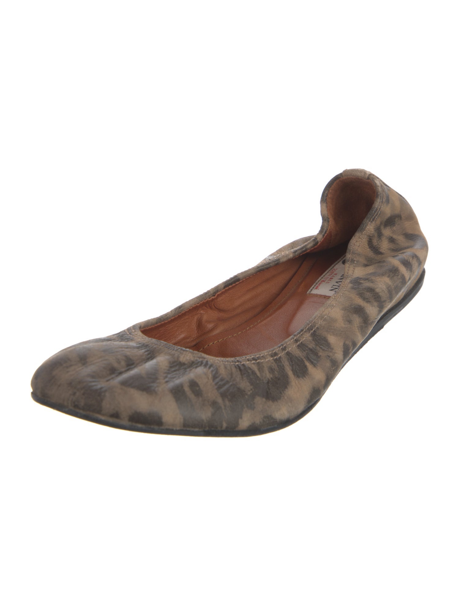 Lanvin Leather Animal Print Ballet Flats