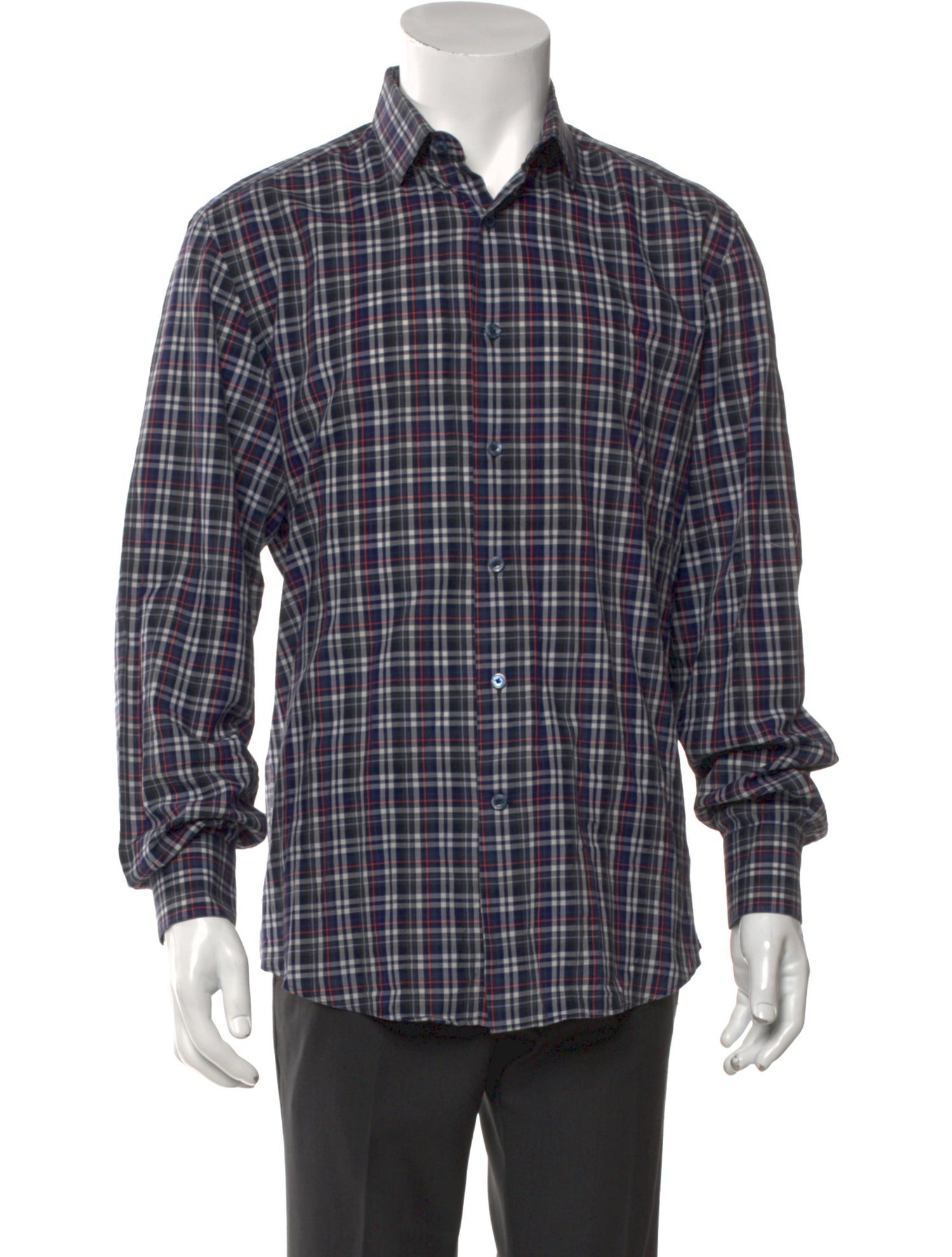 Lanvin Plaid Print Long Sleeve Shirt