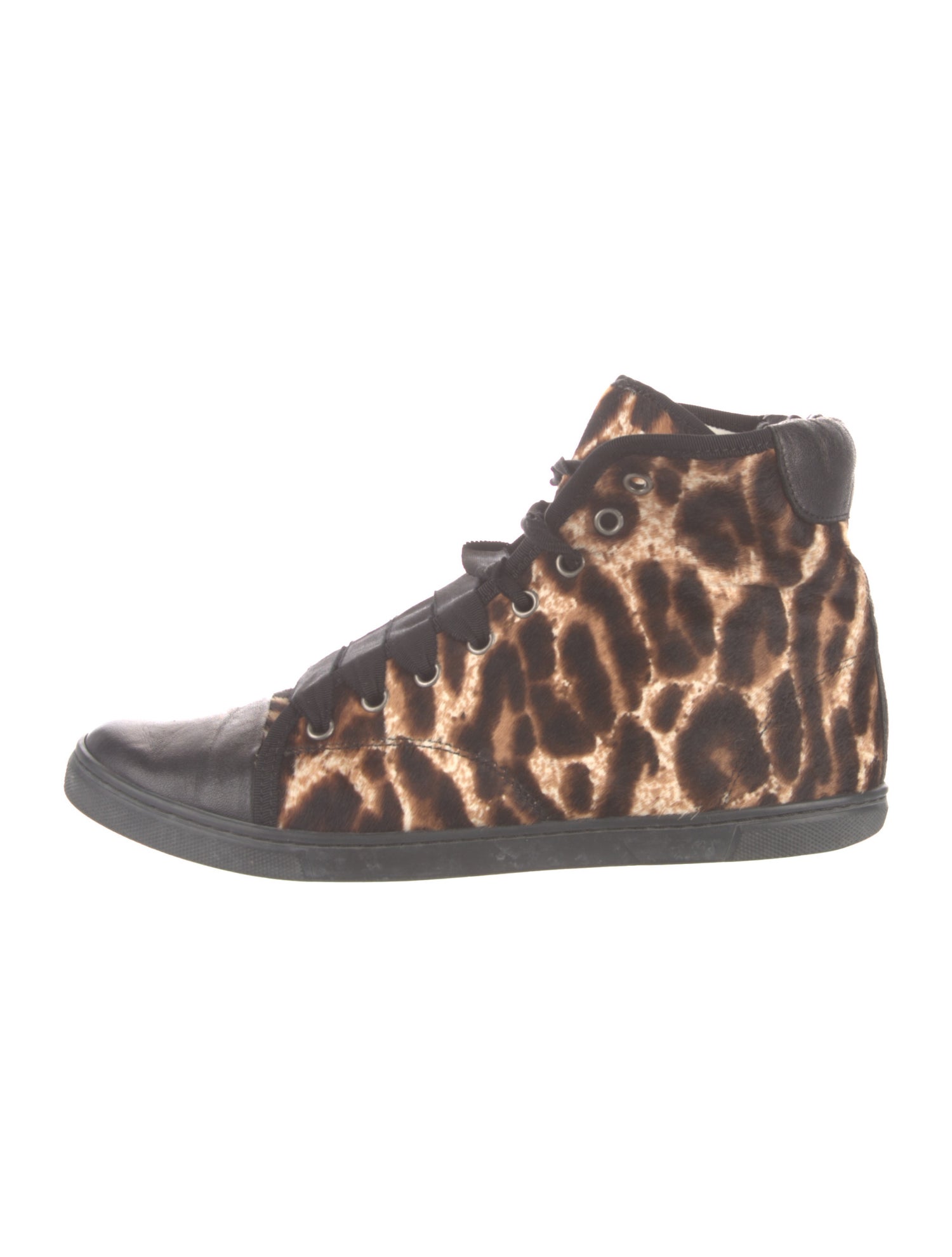 Lanvin Ponyhair Animal Print Wedge Sneakers