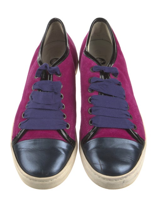 Lanvin Suede Colorblock Pattern Sneakers