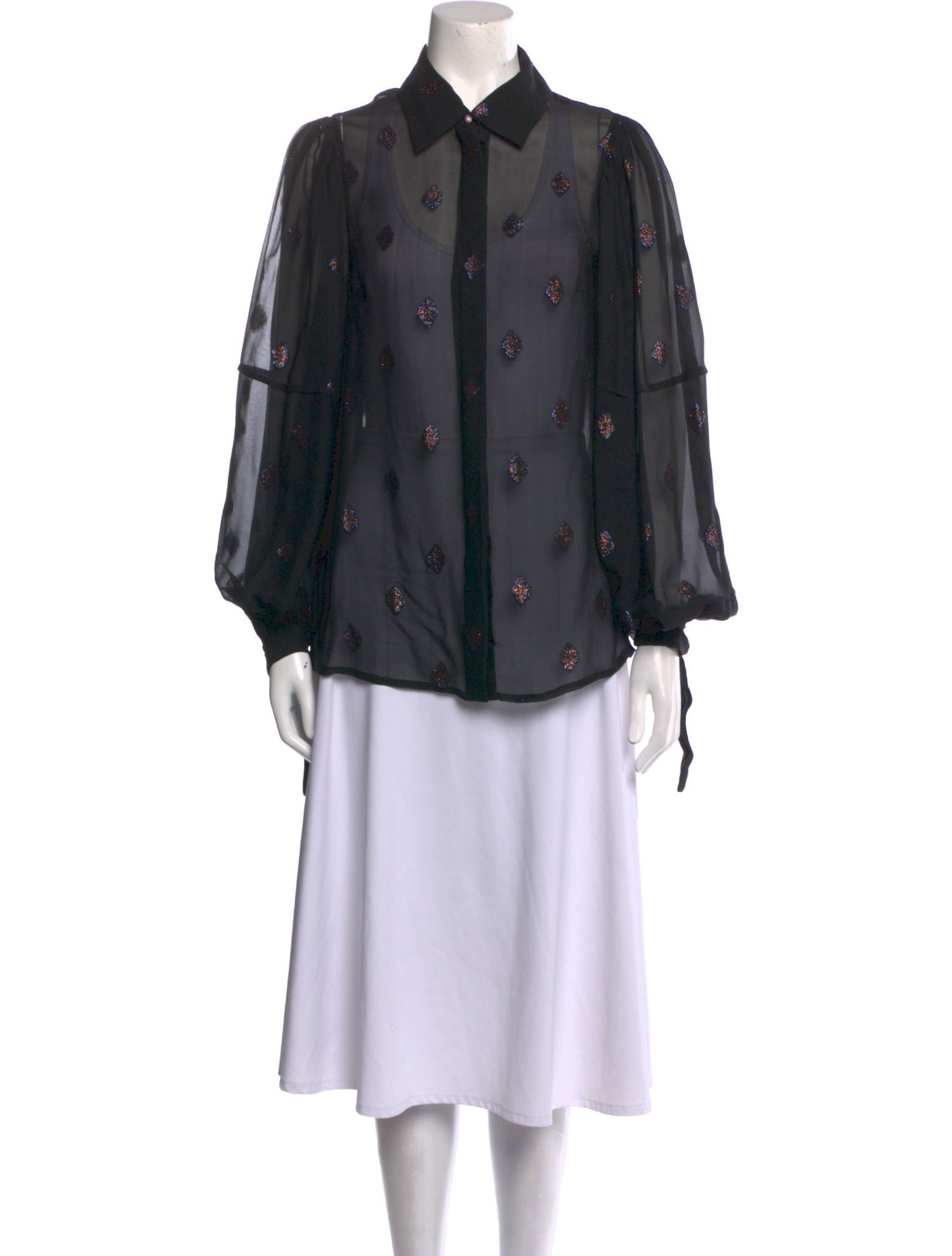 Lanvin Silk Long Sleeve Button-Up Top