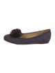 Lanvin Canvas Feather Trim Loafers