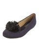 Lanvin Canvas Feather Trim Loafers