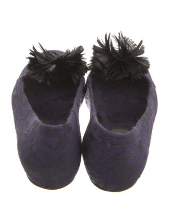 Lanvin Canvas Feather Trim Loafers