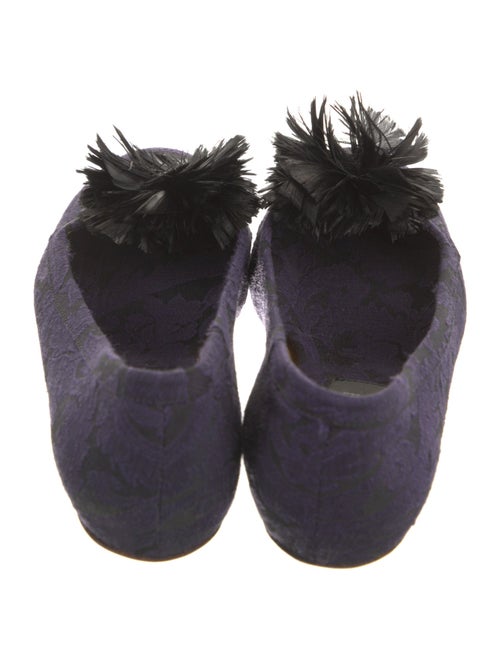 Lanvin Canvas Feather Trim Loafers