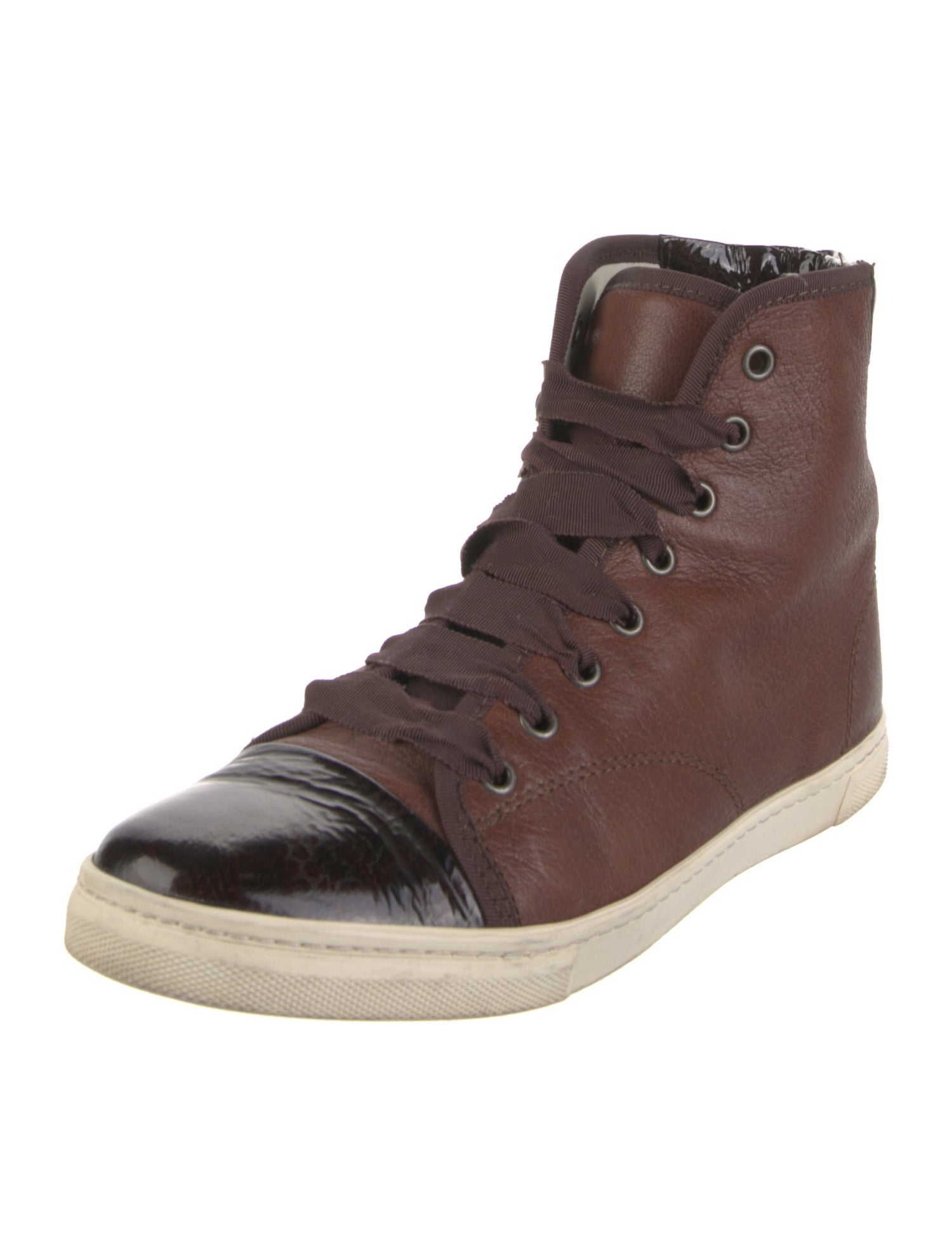 Lanvin Leather Colorblock Pattern Sneakers