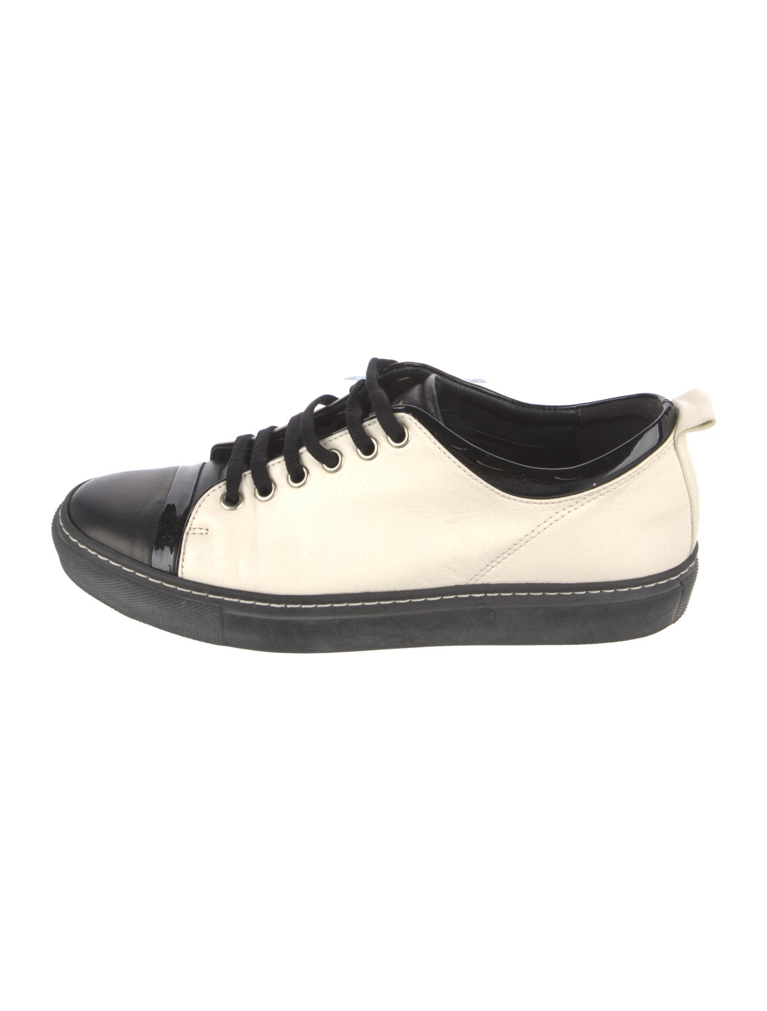 Lanvin Leather Colorblock Pattern Sneakers