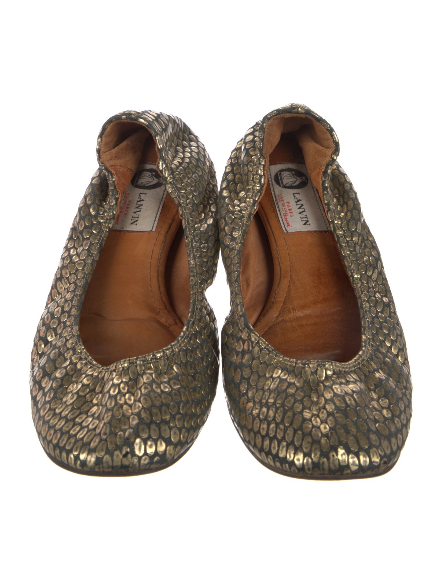 Lanvin Leather Animal Print Ballet Flats