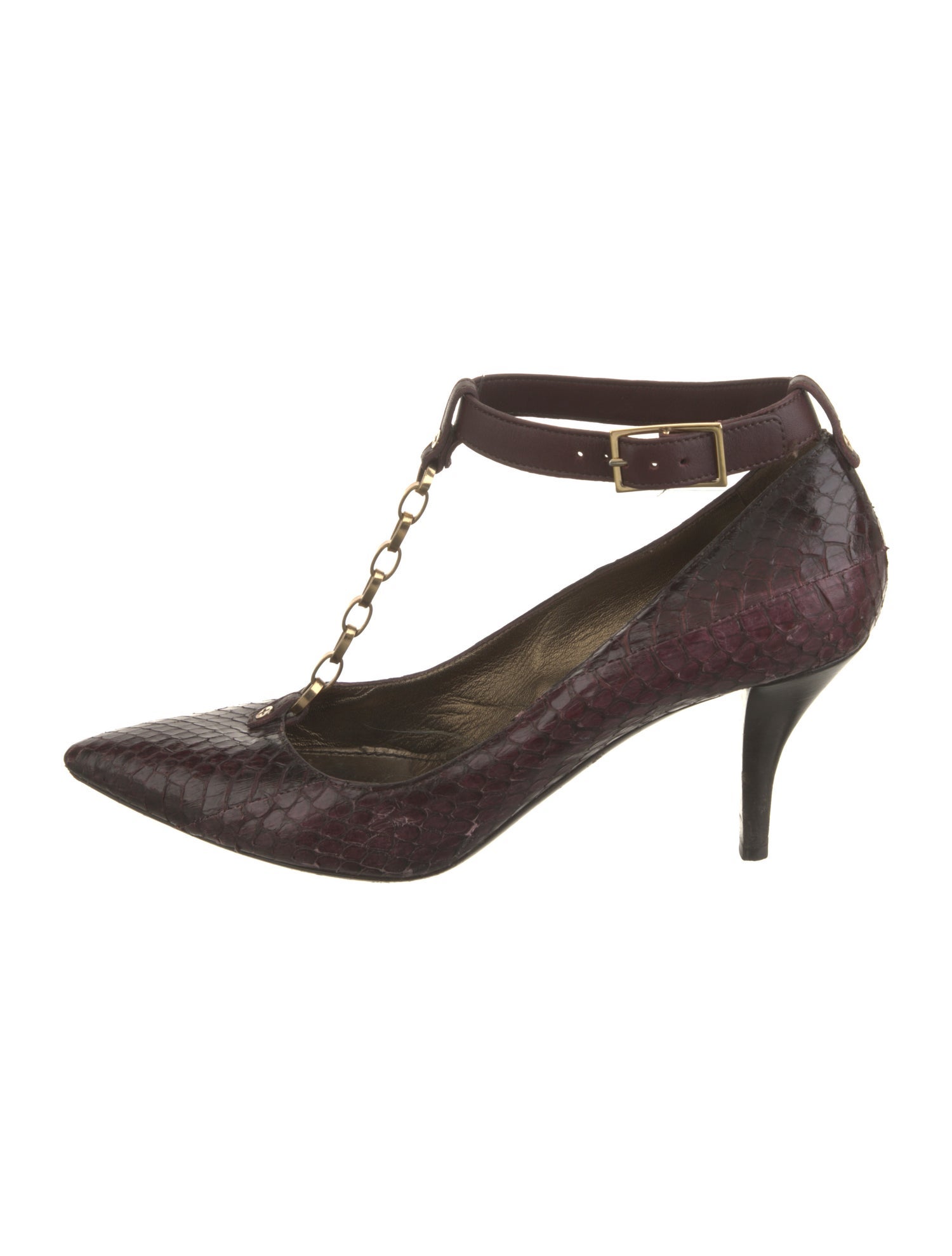 Lanvin Snakeskin T-Strap Pumps