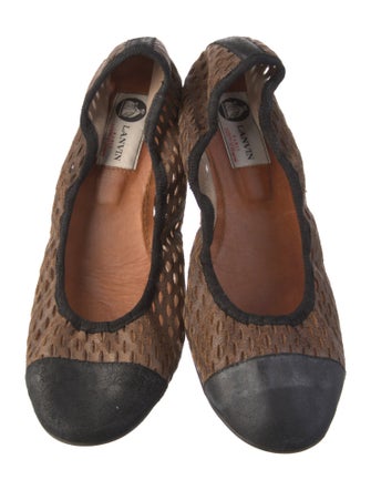 Lanvin Leather Colorblock Pattern Ballet Flats