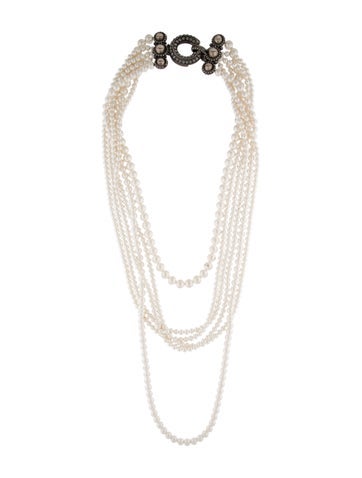 Lanvin Multistrand Faux Pearl & Crystal Necklace