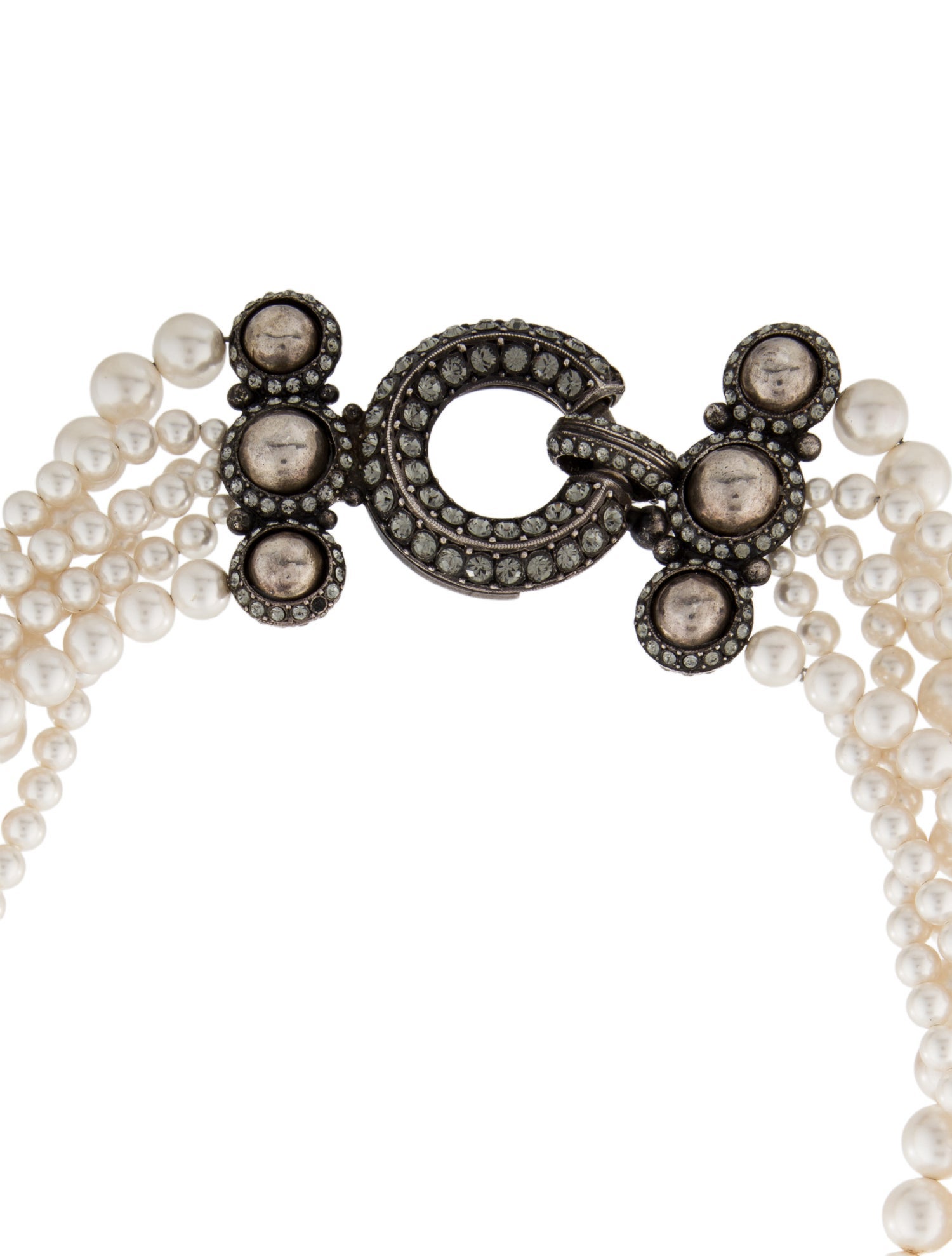 Lanvin Faux Pearl & Crystal Multistrand Necklace