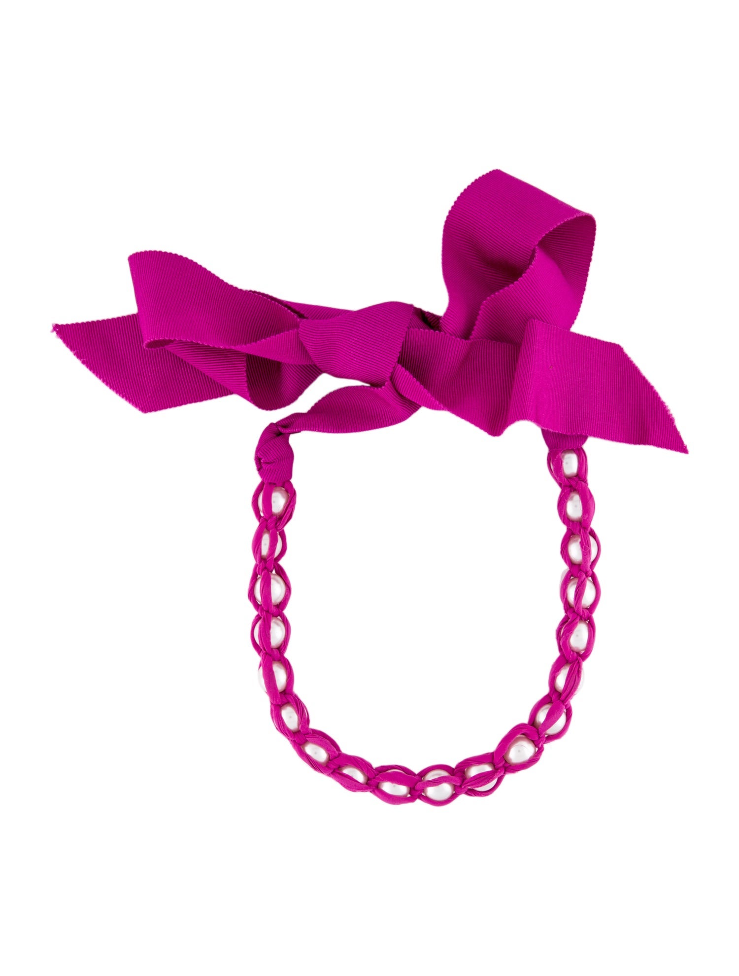 Lanvin Faux Pearl & Ribbon Collar Necklace