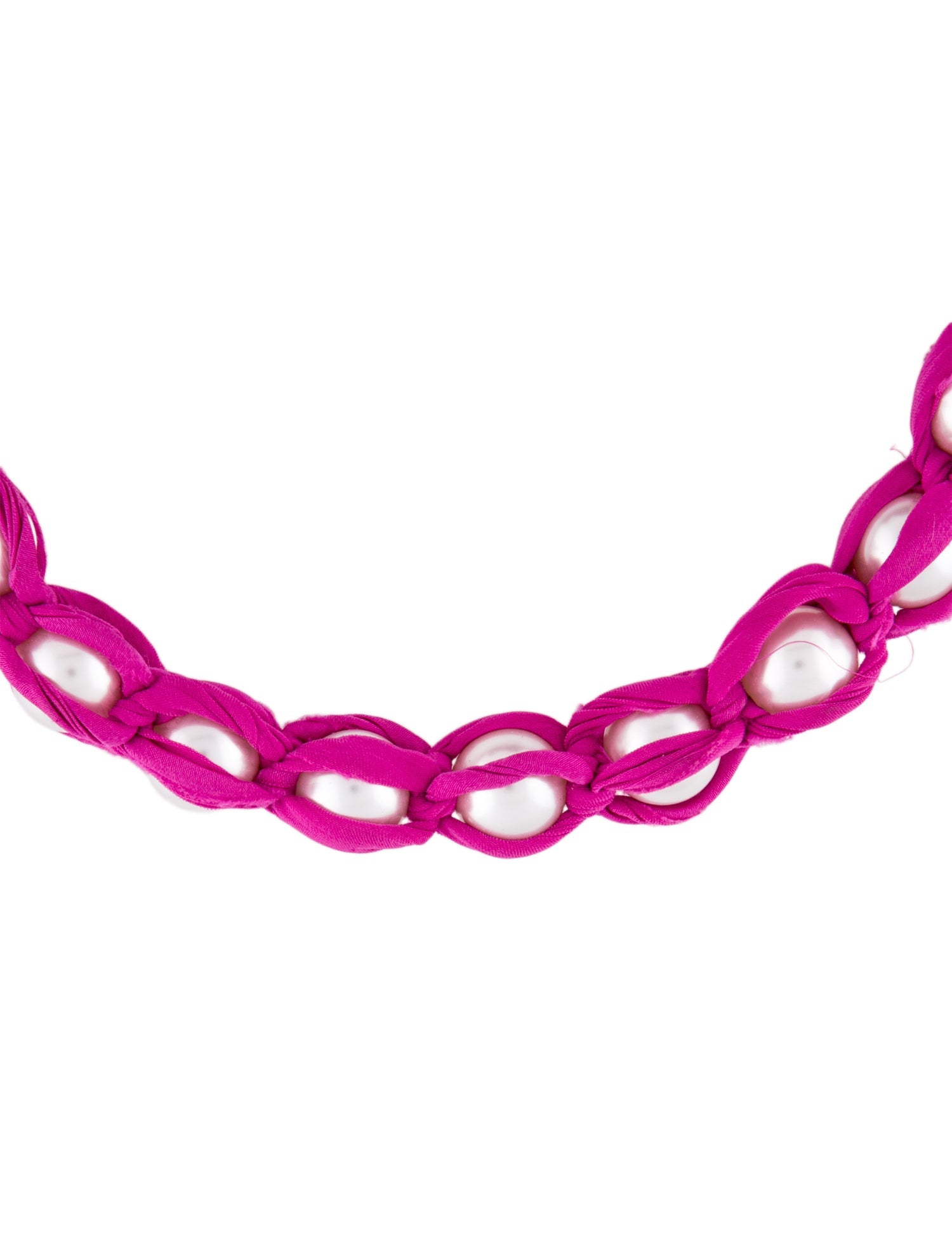 Lanvin Faux Pearl & Ribbon Collar Necklace