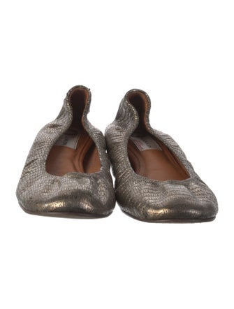 Lanvin Leather Animal Print Ballet Flats