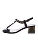 Lanvin Suede Studded Accents T-Strap Sandals