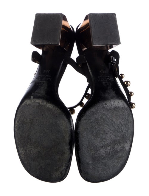 Lanvin Suede Studded Accents T-Strap Sandals