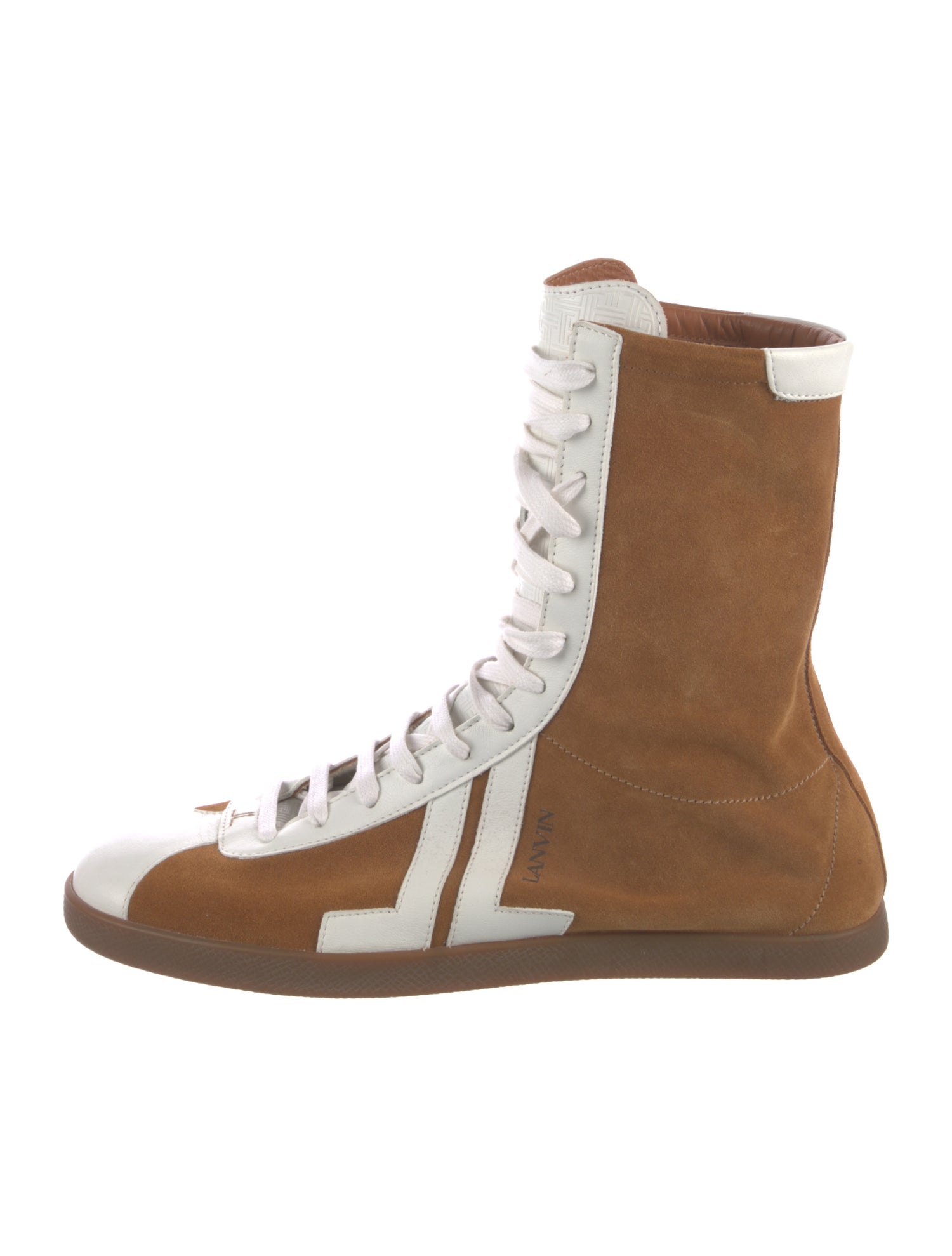 Lanvin Suede Colorblock Pattern Sneakers