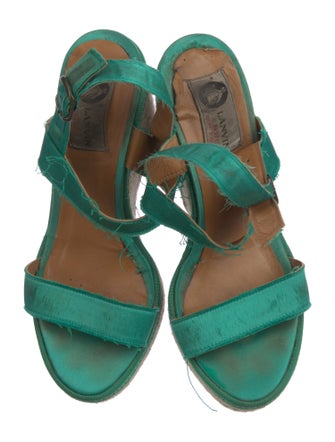 Lanvin Satin Raw-Edge Trim Espadrilles