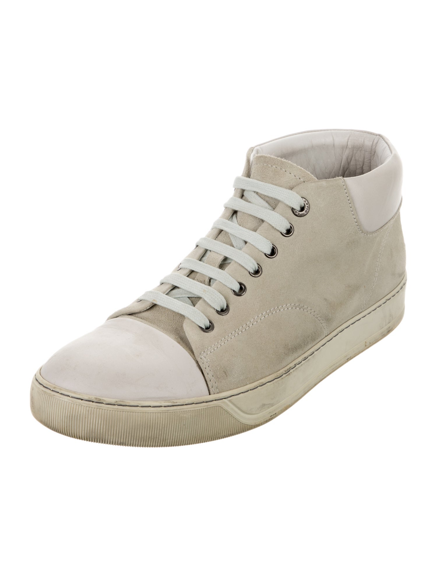 Lanvin Suede Whipstitch Trim Sneakers