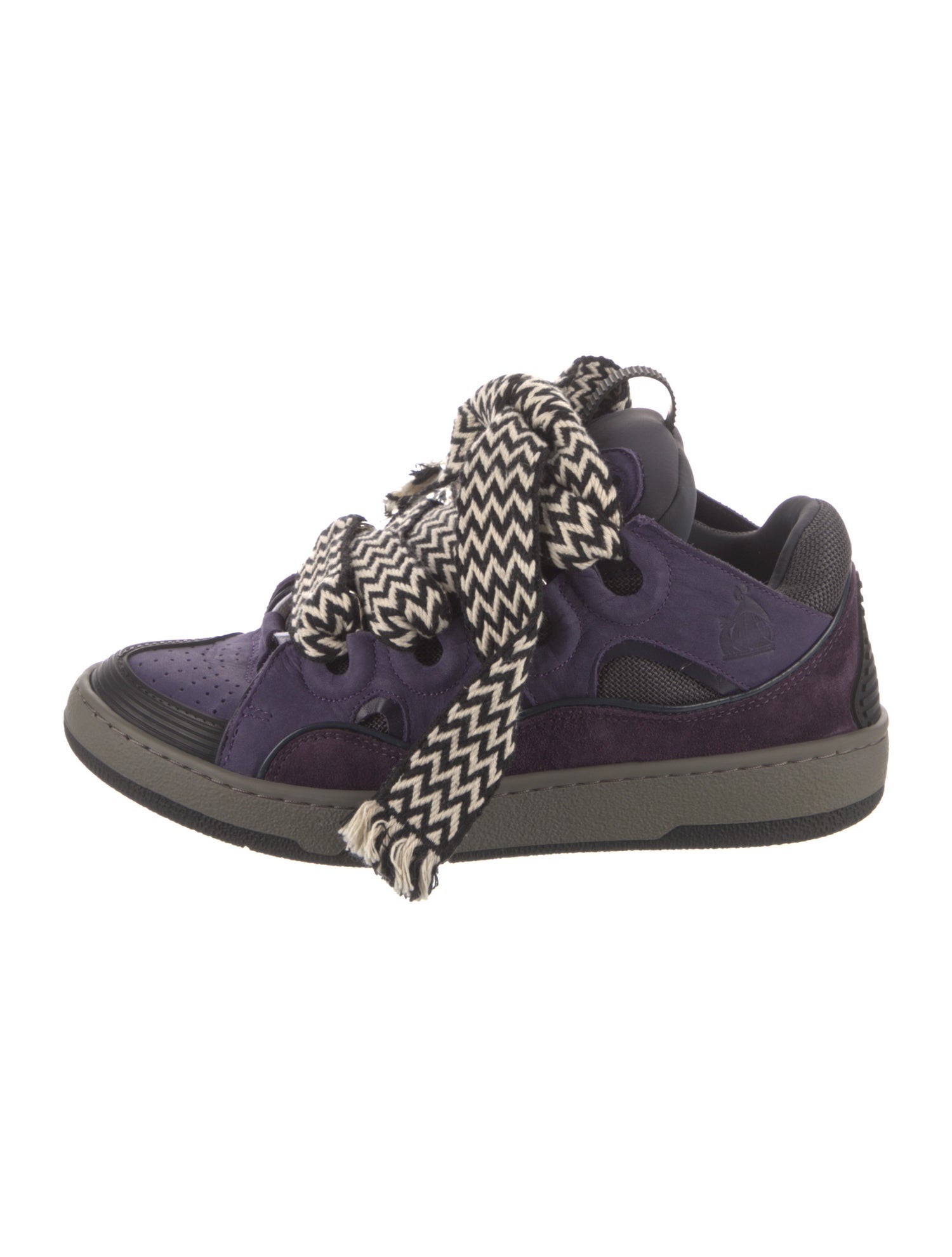 Lanvin Suede Colorblock Pattern Wedge Sneakers
