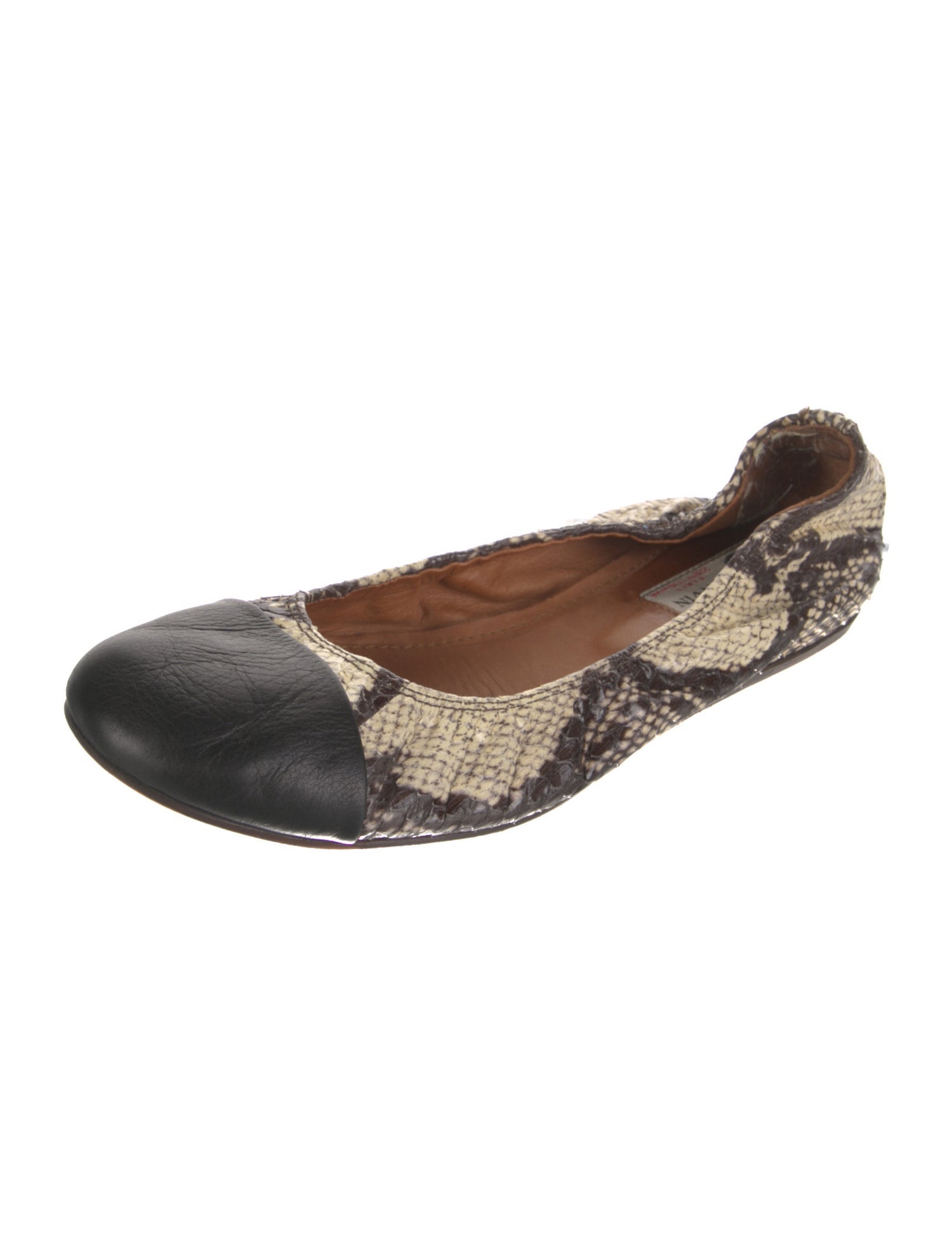Lanvin Leather Animal Print Ballet Flats