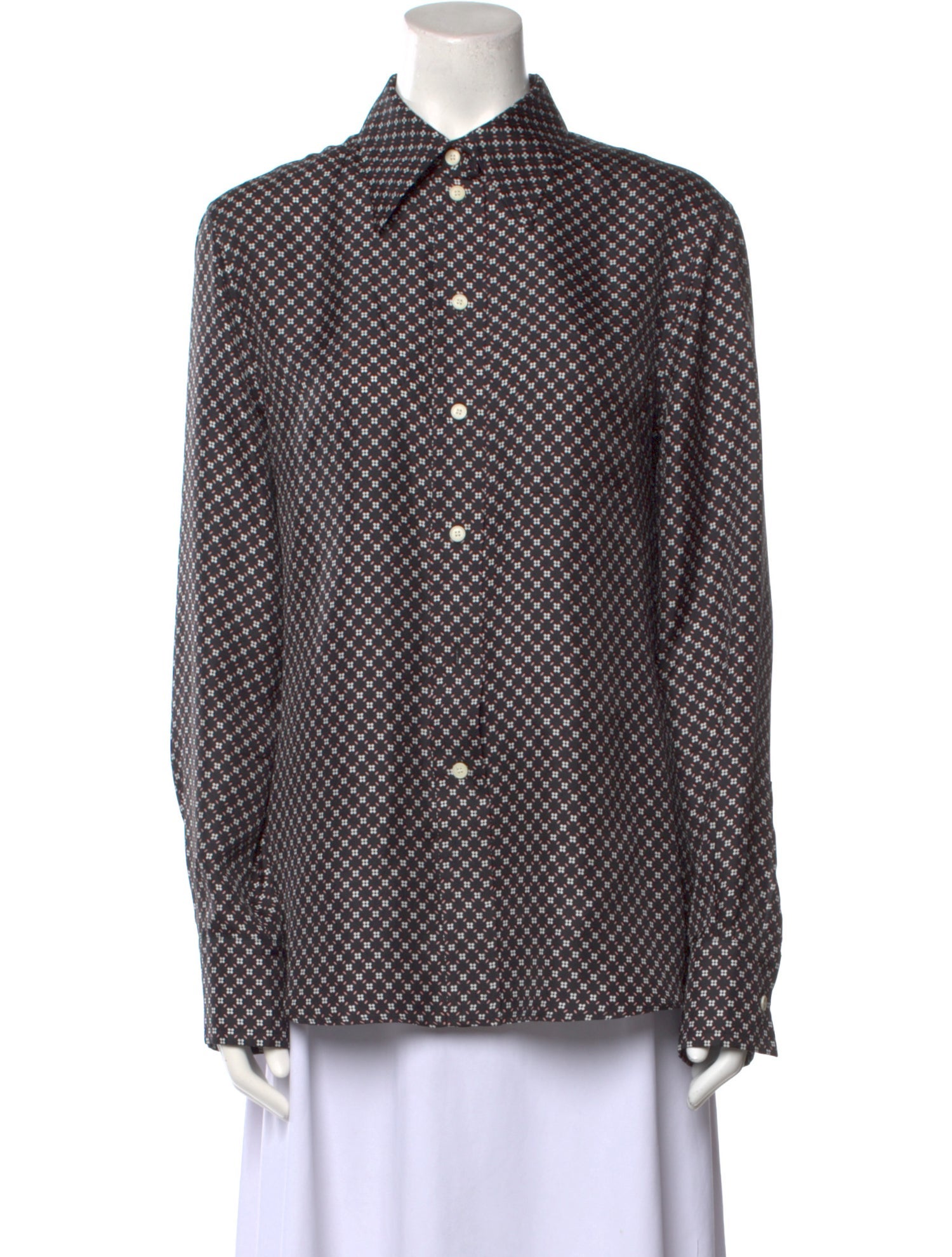 Lanvin Silk Printed Button-Up Top
