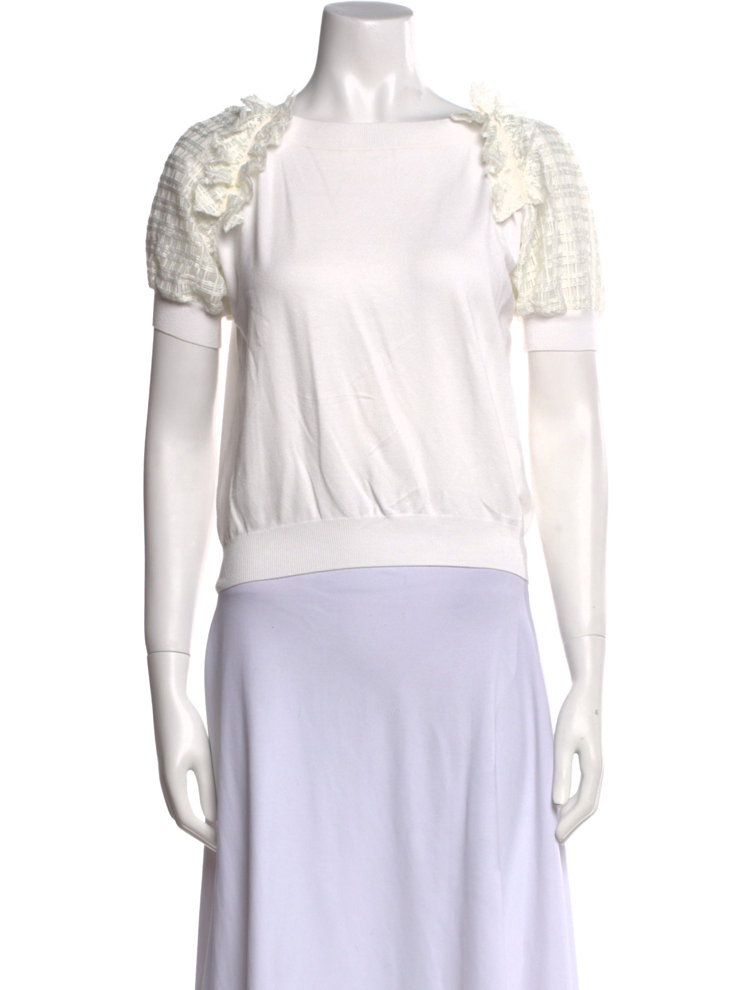 Lanvin Square Neckline Short Sleeve Crop Top