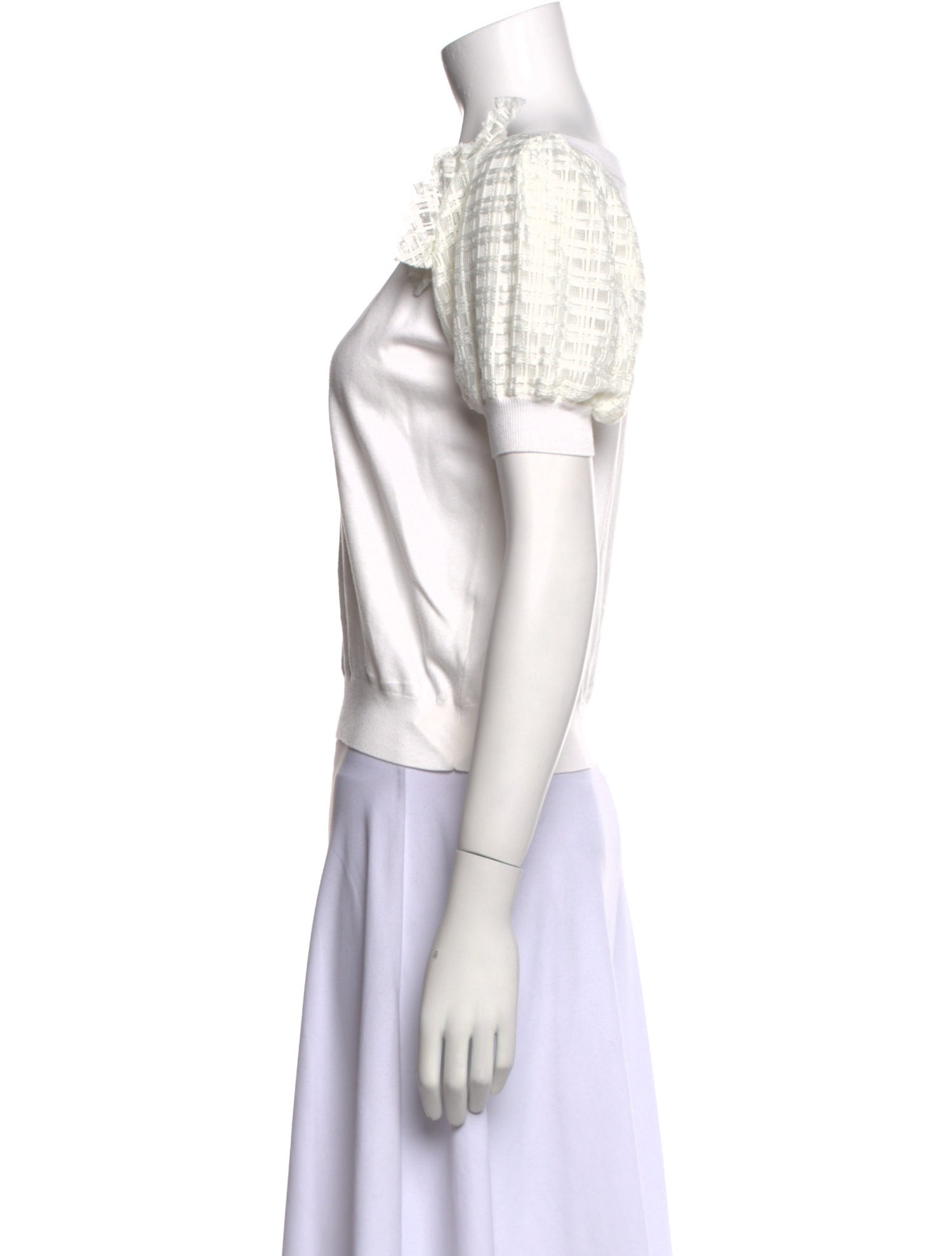 Lanvin Square Neckline Short Sleeve Crop Top