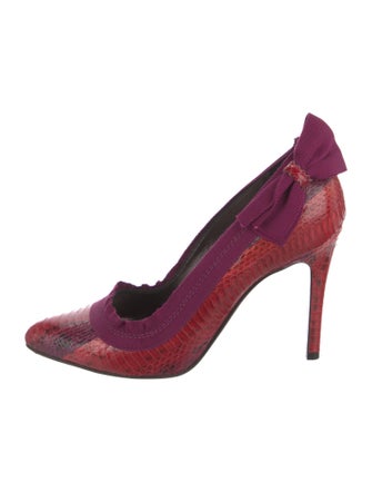 Lanvin Snakeskin Bow Accents Pumps