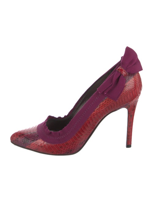 Lanvin Snakeskin Bow Accents Pumps