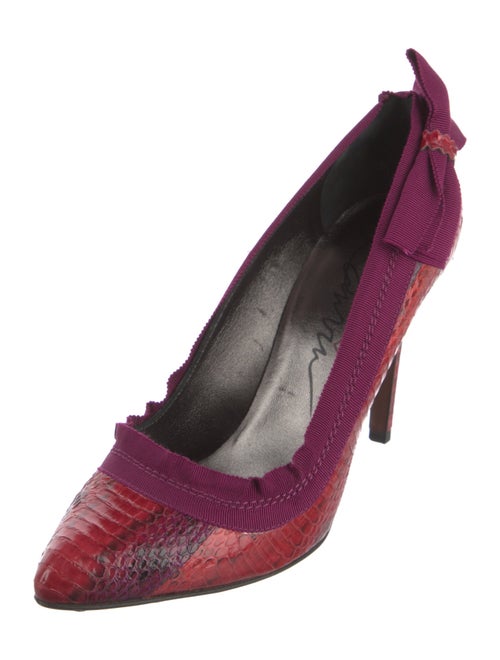 Lanvin Snakeskin Bow Accents Pumps