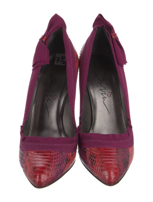 Lanvin Snakeskin Bow Accents Pumps