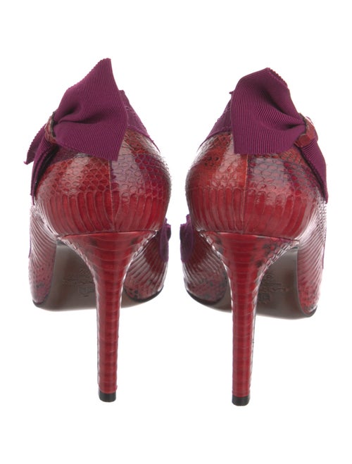 Lanvin Snakeskin Bow Accents Pumps
