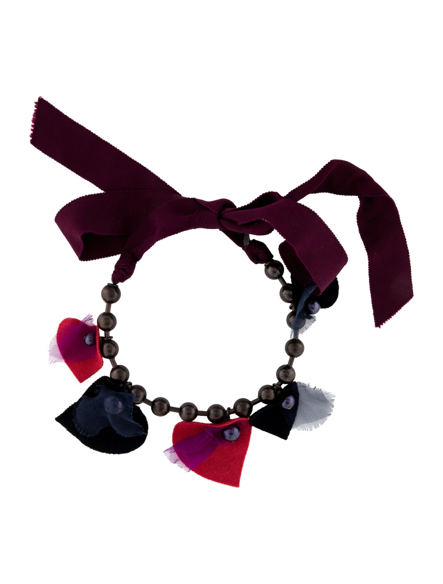 Lanvin Ribbon & Fabric Collar Necklace