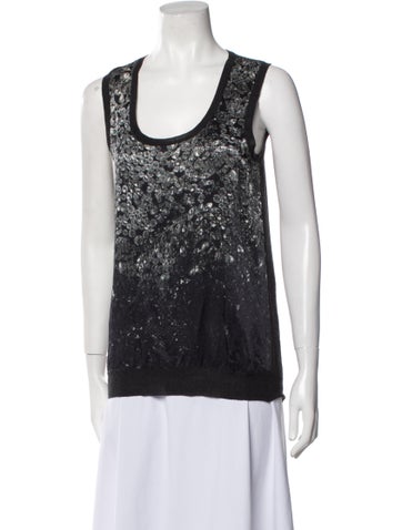 Lanvin Tops Wool Scoop Neck Top M