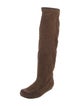 Lanvin Suede Whipstitch Trim Riding Boots