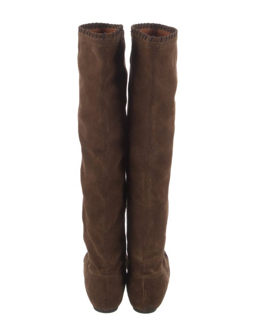 Lanvin Suede Whipstitch Trim Riding Boots