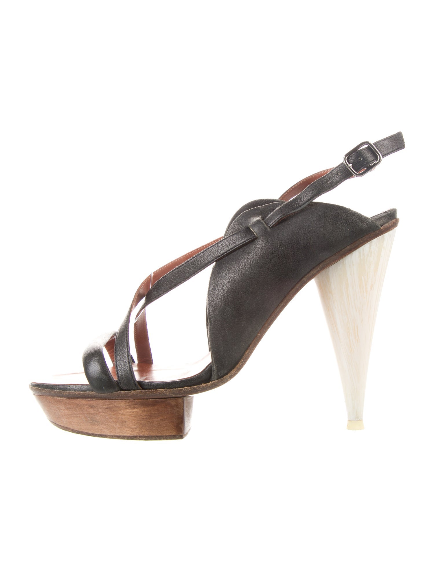 Lanvin Leather Cutout Accent Slingback Sandals