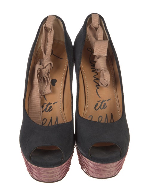 Lanvin Suede Grosgrain Trim Pumps