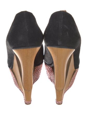 Lanvin Suede Grosgrain Trim Pumps