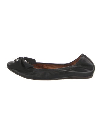 Lanvin Leather Grosgrain Trim Ballet Flats