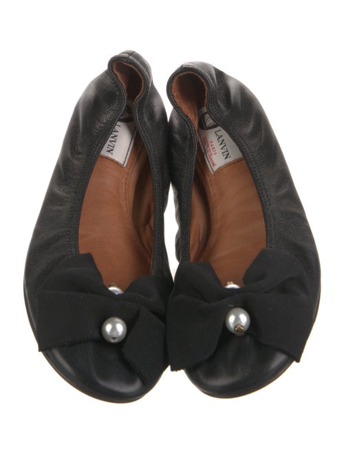 Lanvin Leather Grosgrain Trim Ballet Flats