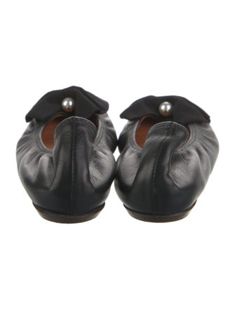 Lanvin Leather Grosgrain Trim Ballet Flats