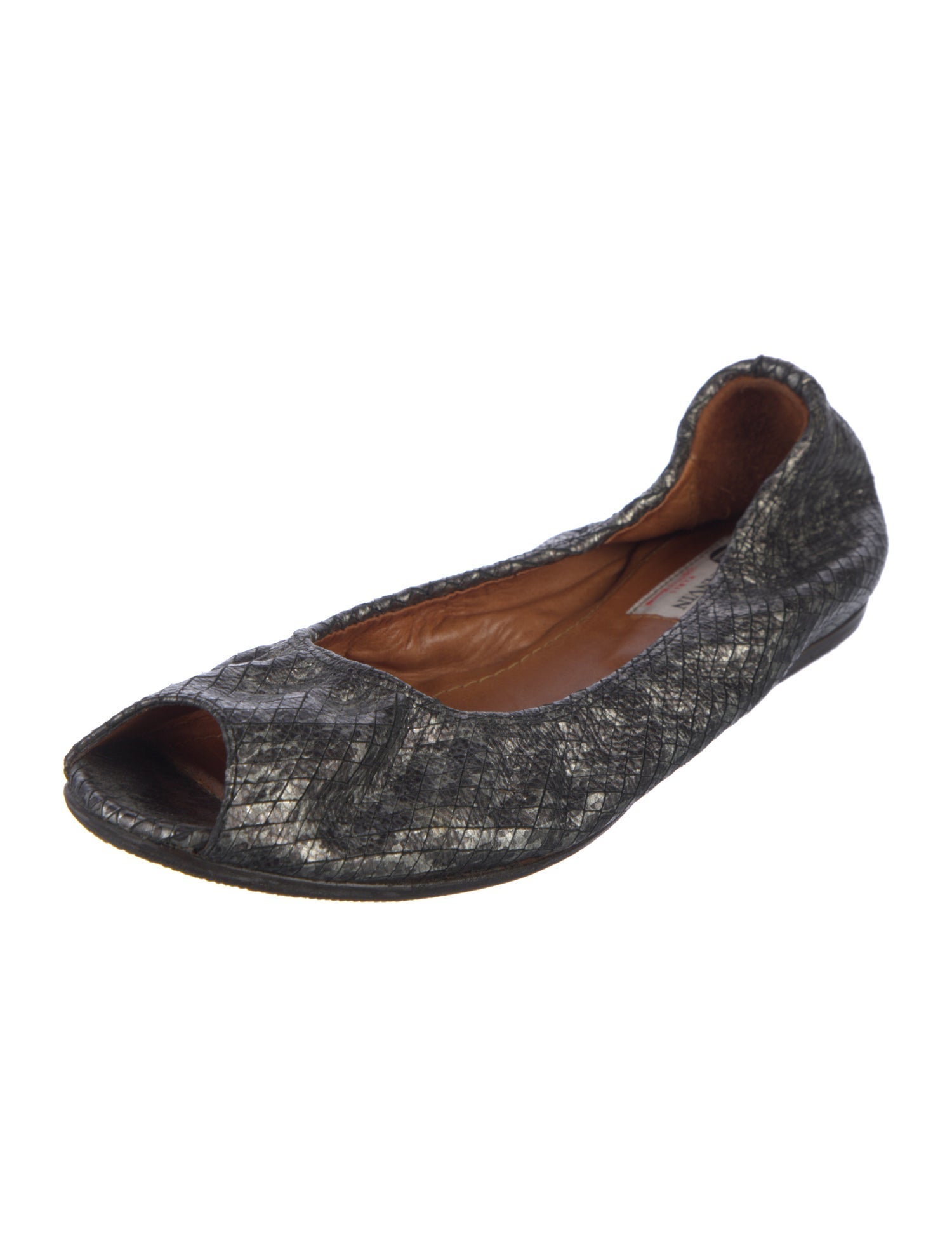 Lanvin Leather Animal Print Ballet Flats