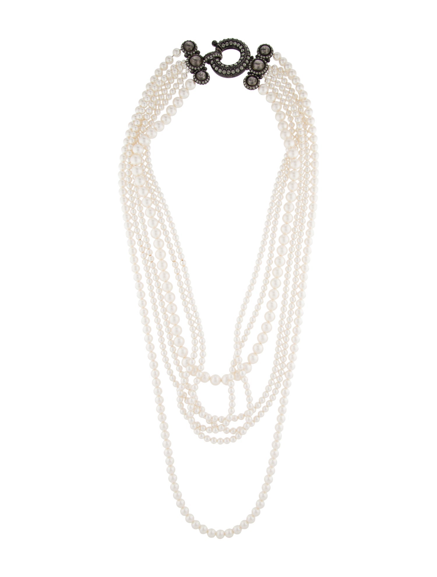 Lanvin Faux Pearl & Crystal Multistrand Necklace