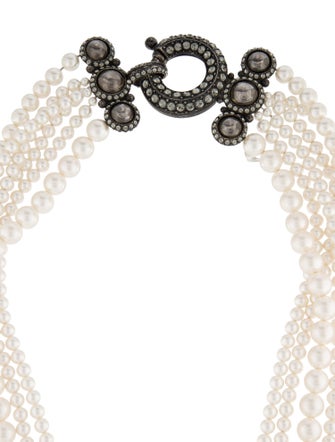 Lanvin Faux Pearl & Crystal Multistrand Necklace