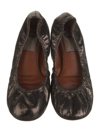 Lanvin Leather Animal Print Ballet Flats