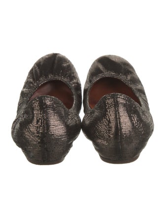 Lanvin Leather Animal Print Ballet Flats