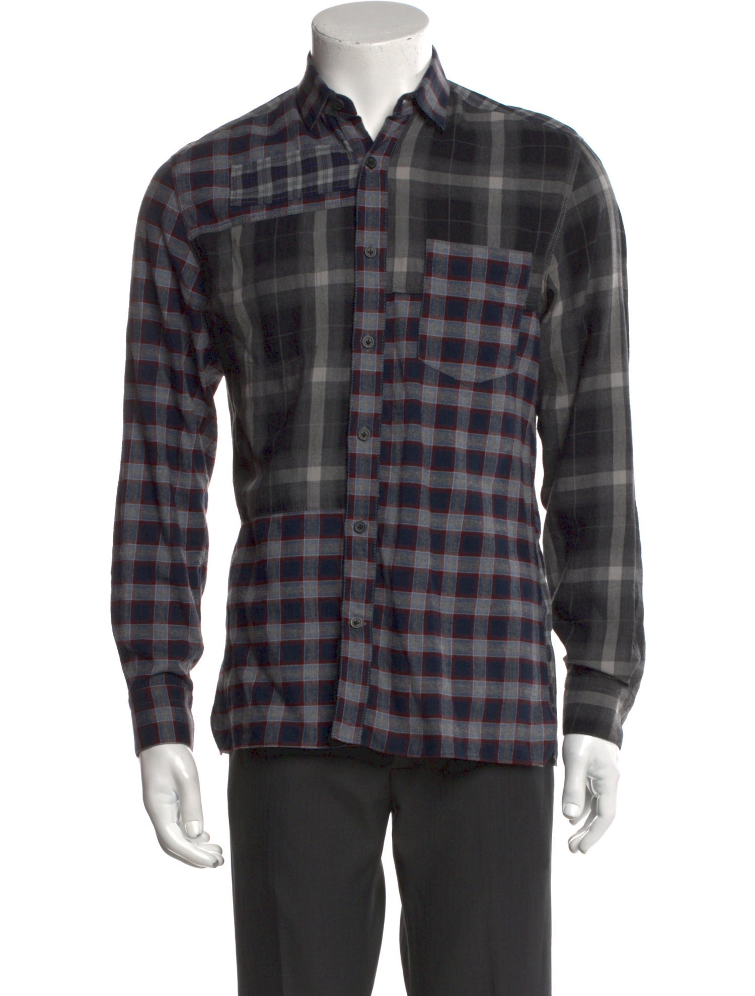Lanvin Plaid Print Long Sleeve Shirt
